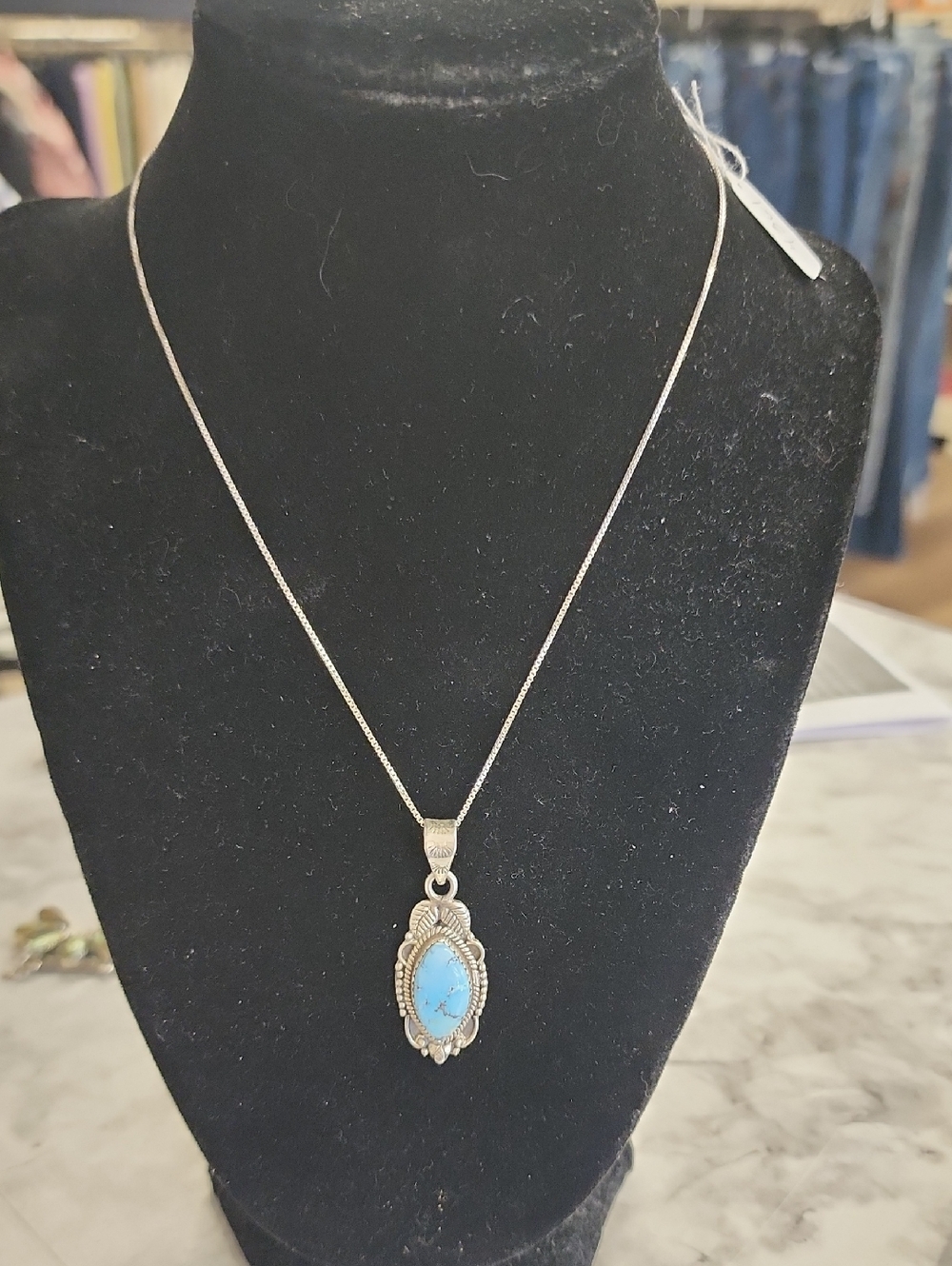 Sterlling And Golden Hills Turquoise Pendant Necklace